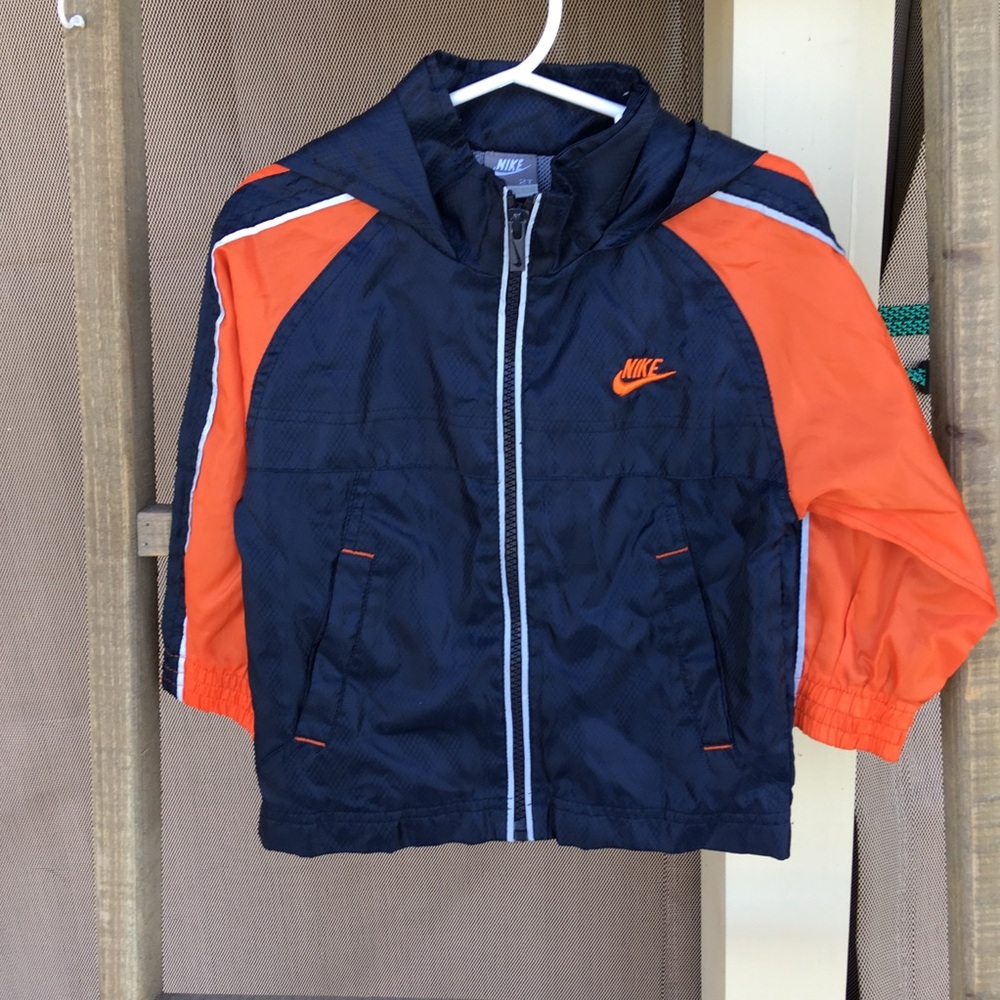 Nike Kids Navy Orange Hooded Lightweight Fall Layering Jacket 2T
